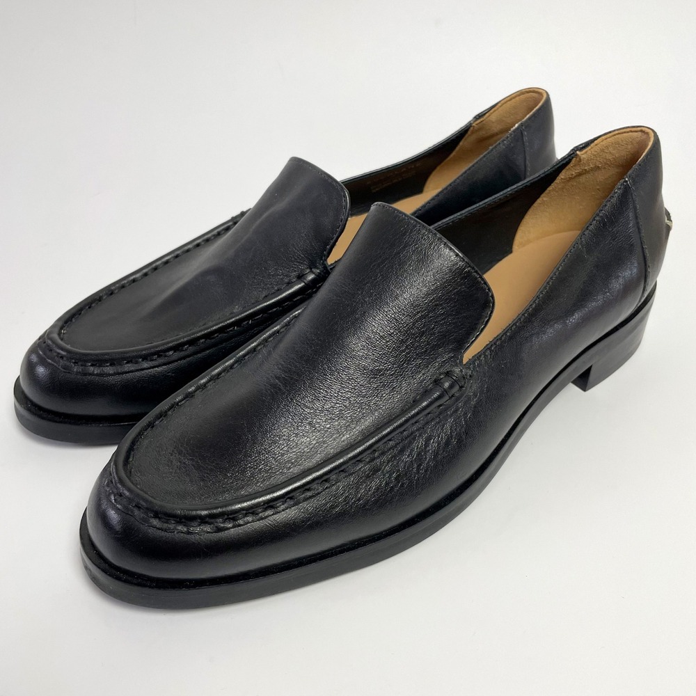 Everlane Black Leather Loafer Sz 9 Whipstitch Heel Minimalist Quiet Luxury - Picture 4 of 8